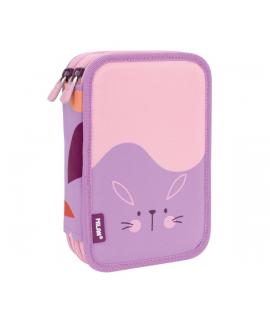 Milan Fun Animals Plumier de 2 Pisos con 2 Gomas de Borrar, Sacapuntas, Lapiz, Boligrafo Capsule, Regla, 12 Lapices de Colores y