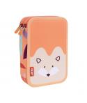 Milan Fun Animals Plumier de 2 Pisos con 2 Gomas de Borrar, Sacapuntas, Lapiz, Boligrafo Capsule, Regla, 12 Lapices de Colores y