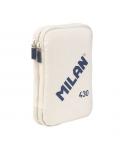 Milan Coleccion 430 Plumier de 2 Pisos con 2 Gomas de Borrar, Sacapuntas, Lapiz, Boligrafo P1 Touch Azul, Regla, 12 Lapices de C