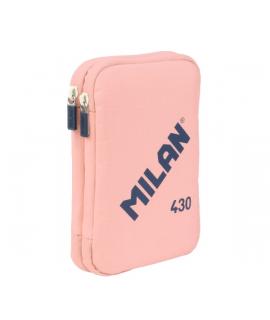 Milan Coleccion 430 Plumier de 2 Pisos con 2 Gomas de Borrar, Sacapuntas, Lapiz, Boligrafo P1 Touch Azul, Regla, 12 Lapices de C