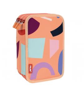 Milan Fun Animals Plumier de 3 Pisos con Goma de Borrar, Sacapuntas, Lapiz, 3 Boligrafos, Regla, 12 Lapices de Colores, 6 Lapice