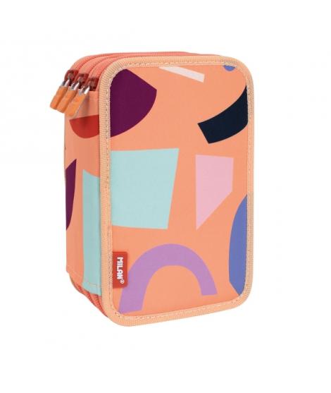 Milan Fun Animals Plumier de 3 Pisos con Goma de Borrar, Sacapuntas, Lapiz, 3 Boligrafos, Regla, 12 Lapices de Colores, 6 Lapice