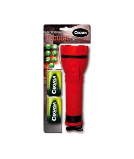 Cegasa Profesional Linterna de 7 LED - Cuerpo de Goma Antideslizante - Resistente a Golpes y Humedad - Funciona con 2 Pilas LR20
