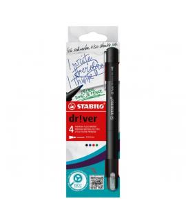 Stabilo Dr!ver Pack de 4 Rotuladores de Punta Media 0.8mm - Tinta a Prueba de Manchas, Inodora y con Base al Agua - Fabricado co