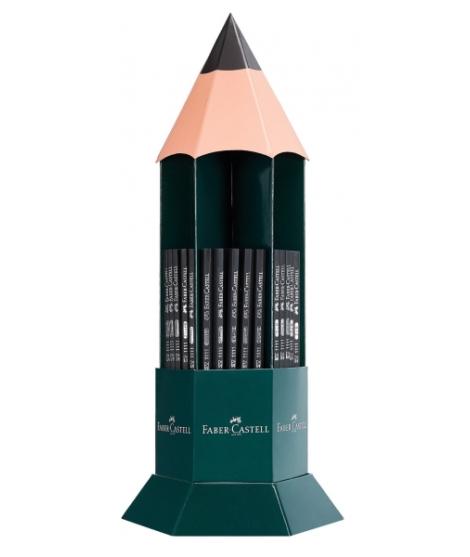 Faber-Castell Castell 1111 Expositor con 120 Lapices de Grafito - Grados de dureza Surtidos - Mina Resistente a la Rotura - Cuer