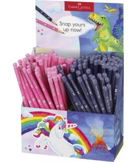 Faber-Castell Expositor de 144 Lapices de Grafito HB - Diseños con Motivos de Dinosaurios y Unicornios - Colores Surtidos