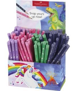 Faber-Castell Expositor de 120 Lapices de Grafito HB - Diseños con Motivos de Dinosaurios y Unicornios - Colores Surtidos