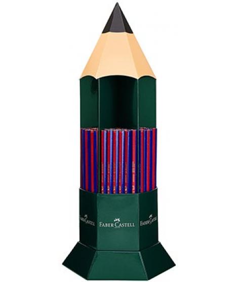 Faber-Castell Janus 2160 Expositor de 120 Lapices Finos Bicolor Hexagonales - Ecologico - Resistente a la Rotura - Color Rojo/Az