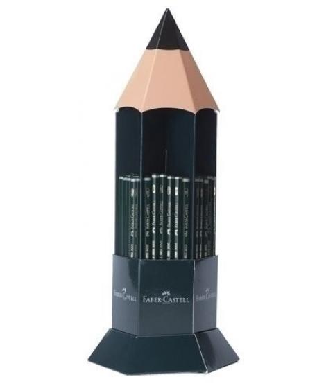 Faber-Castell Castell 9000 Expositor de 120 Lapices de Grafito - Grados de Dureza Surtidos - Mina Resistente a la Rotura - Ecolo