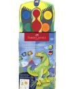 Faber-Castell Connector Dinosaurio Pack de 12 Acuarelas en Pastilla + Pintura Blanca Opaca + Pegatinas - Gran Opacidad - Facilme