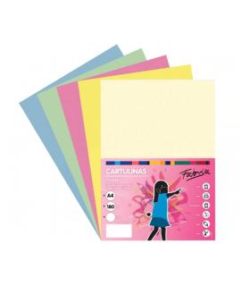 Fabrisa Pack de 50 Cartulinas 180 g/m² - Tamaño A4 - Colores Pastel Surtidos