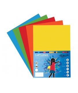 Fabrisa Pack de 50 Cartulinas 180 g/m² - Tamaño A4 - Colores Fuertes Surtidos