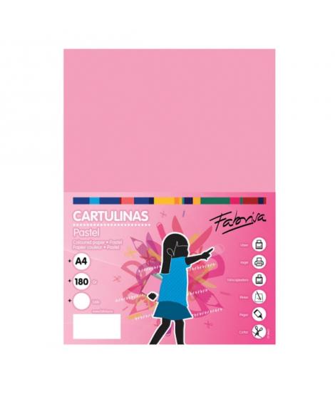 Fabrisa Pack de 50 Cartulinas 180 g/m² - Tamaño A4 - Color Rosa