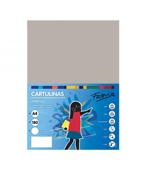 Fabrisa Pack de 50 Cartulinas 180 g/m² - Tamaño A4 - Color Gris