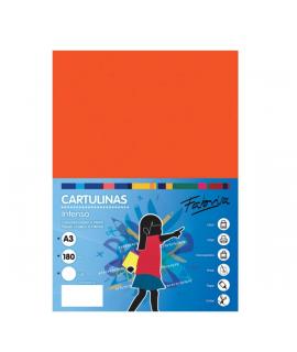 Fabrisa Pack de 25 Cartulinas 180 g/m² - Tamaño A3 - Color Naranja
