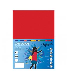 Fabrisa Pack de 25 Cartulinas 180 g/m² - Tamaño A3 - Color Rojo