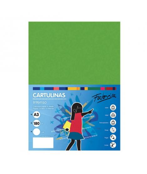 Fabrisa Pack de 25 Cartulinas 180 g/m² - Tamaño A3 - Color Verde Fuerte
