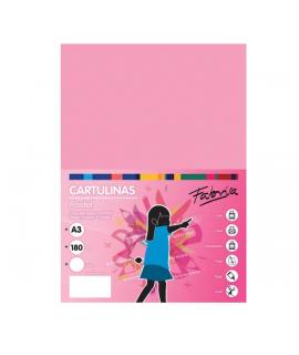 Fabrisa Pack de 25 Cartulinas 180 g/m² - Tamaño A3 - Color Rosa