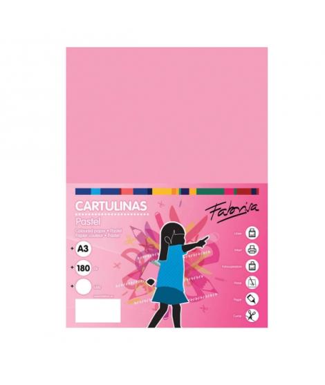 Fabrisa Pack de 25 Cartulinas 180 g/m² - Tamaño A3 - Color Rosa
