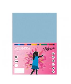 Fabrisa Pack de 25 Cartulinas 180 g/m² - Tamaño A3 - Color Azul Claro