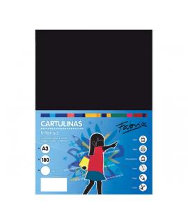 Fabrisa Pack de 25 Cartulinas 180 g/m² - Tamaño A3 - Color Negro