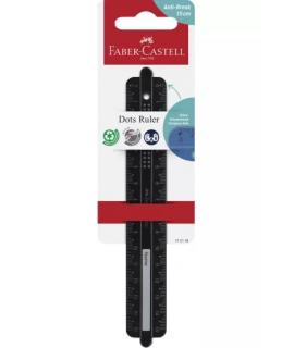 Faber-Castell Dots Regla Recta 15cm - Panel para Nombre - Escalas para Zurdos y Diestros - Color Negro
