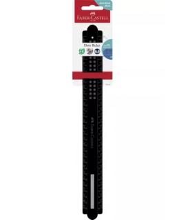 Faber-Castell Dots Regla Recta 30cm - Panel para Nombre - Escalas para Zurdos y Diestros - Color Negro