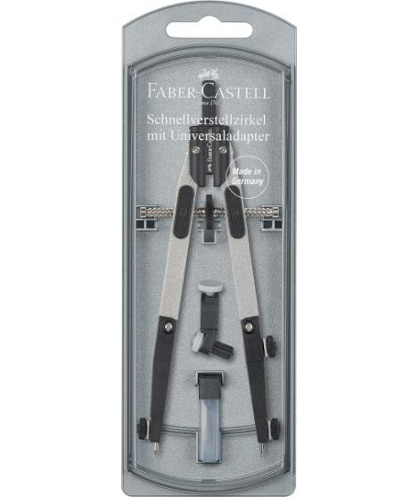 Faber-Castell Compas de Ajuste Rapido 3.5mm - Articulaciones en ambos Brazos - Para Circunferencias de hasta Ø 390mm - Accesorio