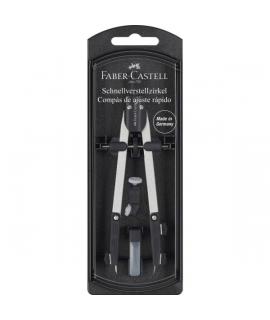Faber-Castell Compas de Ajuste Rapido - Articulaciones en ambos Brazos - Accesorios de Recambio - Adaptador Universal