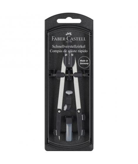 Faber-Castell Compas de Ajuste Rapido - Articulaciones en ambos Brazos - Accesorios de Recambio - Adaptador Universal