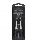 Faber-Castell Compas de Ajuste Rapido - Articulaciones en ambos Brazos - Accesorios de Recambio - Adaptador Universal