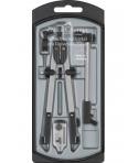 Faber-Castell Compas de Ajuste Rapido con Alargadera - Articulaciones en ambos Brazos - Accesorios de Recambio - Adaptador Unive