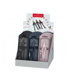 Faber-Castell Stream 2025 Expositor con 15 Compases Escolares de Ajuste Rapido - Circunferencias de hasta Ø 340mm - Incluye Bote
