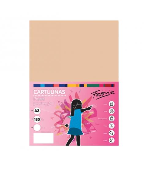 Fabrisa Pack de 25 Cartulinas 180 g/m² - Tamaño A3 - Color Vainilla