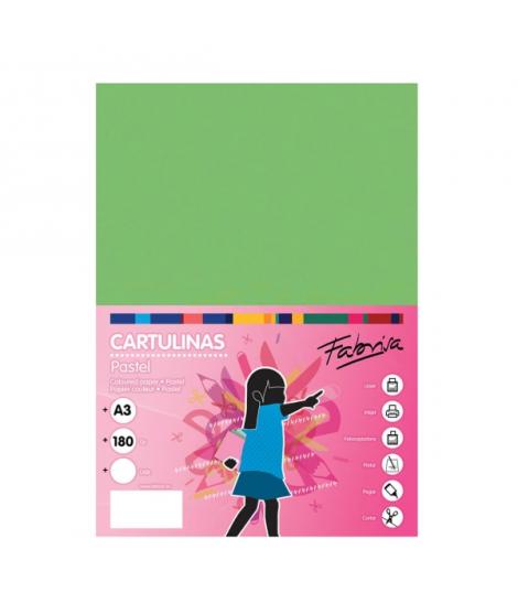 Fabrisa Pack de 25 Cartulinas 180 g/m² - Tamaño A3 - Color Verde