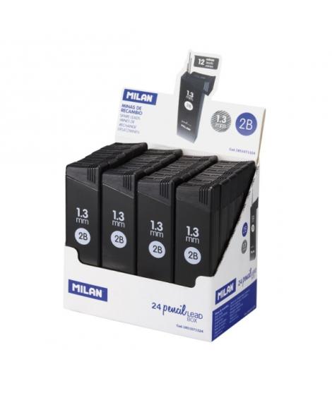 Milan Expositor con 24 Cajas de 12 Minas de Grafito 1.3mm 2B - Alta Resistencia
