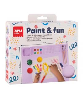 Apli Kids Paint & Fun Tapete de Silicona y Vaso Pleglable - Para Pintar y Hacer Manualidades sin Ensuciar - Color Lila