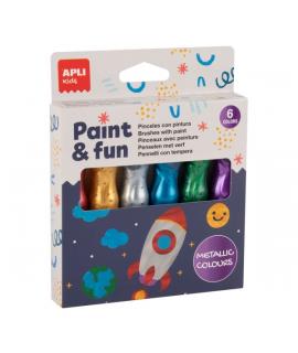 Apli Kids Pack de 6 Temperas en Tubo con Pincel 13ml - Practico y Sin Limpieza - Fomenta Creatividad y Colaboracion - Colores Su