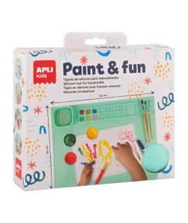Apli Kids Paint & Fun Tapete de Silicona y Vaso Pleglable - Para Pintar y Hacer Manualidades sin Ensuciar - Color Verde
