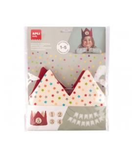 Apli Kids Corona de Cumpleaños - Con Numeros del 1 al 5 - Ajustable y Reversible - Fabricada en Tela - Color Rojo y con Estrella