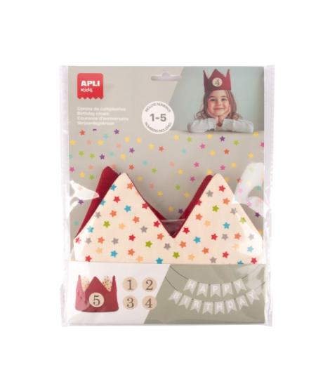 Apli Kids Corona de Cumpleaños - Con Numeros del 1 al 5 - Ajustable y Reversible - Fabricada en Tela - Color Rojo y con Estrella