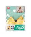 Apli Kids Corona de Cumpleaños - Con Numeros del 1 al 5 - Ajustable y Reversible - Fabricada en Tela - Color Amarillo y con Cuad