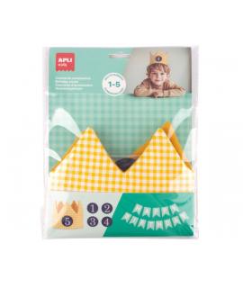 Apli Kids Corona de Cumpleaños - Con Numeros del 1 al 5 - Ajustable y Reversible - Fabricada en Tela - Color Amarillo y con Cuad