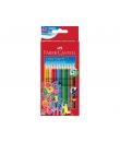 Faber-Castell Colour Grip Pack 10+2 Lapices de Colores Triangulares con Grip de Agarre - Con Espacio para el Nombre - Colores Su