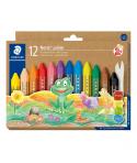 Staedtler Noris Junior Pack de 12 Ceras de Colores Extragruesas - Forma Hexagonal - Colores Surtidos