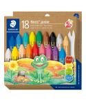 Staedtler Noris Junior Pack de 18 Ceras de Colores Extragruesas - Forma Hexagonal - Colores Surtidos