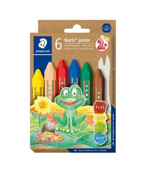 Staedtler Noris Junior Pack de 6 Ceras de Colores Extragruesas - Forma Hexagonal - Colores Surtidos