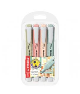 Stabilo Swing Cool Naturecolors Pack de 4 Marcadores Fluorescentes - Cuerpo Plano - Punta Biselada - Trazo entre 1 y 4mm - Tinta