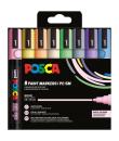 Posca PC-5M/8C Estuche de 8 Marcadores de Pintura - Punta de Bala 1.8-2.5mm - Tinta Base al Agua - Resistente a la Luz - No Perm