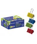 Bismark Pack de 12 Pinzas Sujetapapeles Metalicas de 25mm - Pala Abatible - Colores Surtidos